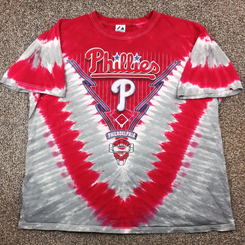 Philadelphia Phillies T-Shirt Tie Dye Majestic Vintage Mens 4XL